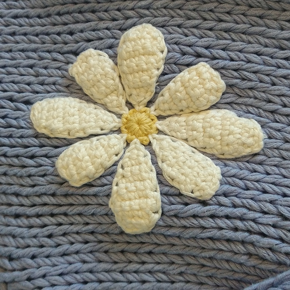 Periwinkle 3D Daisy 100% Cotton Knit Cardigan Sweater - Picture 7 of 16